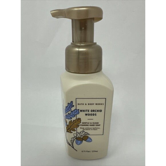1 Bath Body Works WHITE ORCHID WOODS Gentle Clean Foaming Hand Soap 8.75 oz - Picture 1 of 2